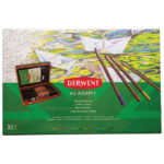 Set u drvenoj kutiji Boje drvene 12boja+12boja-Aquarelle+6 grafitnih olovaka Academy Derwent 2300147 Šifra: 000016611 - Slika 2