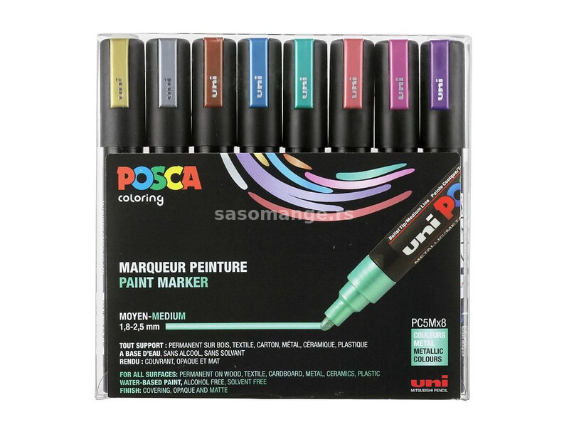 posca metalic UNI set PC-5M Posca/1.8-2.5mm 1/8 METALIK BOJE 67848 - Slika 1