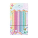 Drvene bojice 12 FABER CASTELL grip sparkle pastel u metalnoj kutiji šifra artikla: 201910