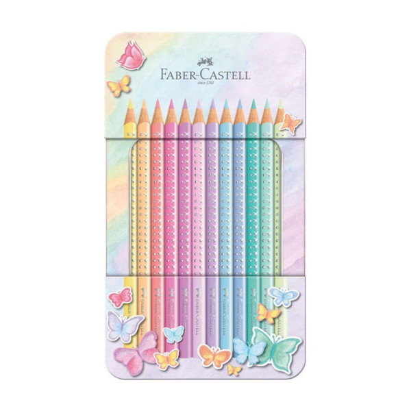 FC sparkle 201910 Drvene bojice 12 FABER CASTELL grip sparkle pastel u metalnoj kutiji šifra artikla: 201910 - Slika 1
