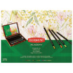Set u drvenoj kutiji Boje drvene 24boje+gumica+rezač+blok Academy Derwent 2305950 Sifra 000018765 - Slika 2